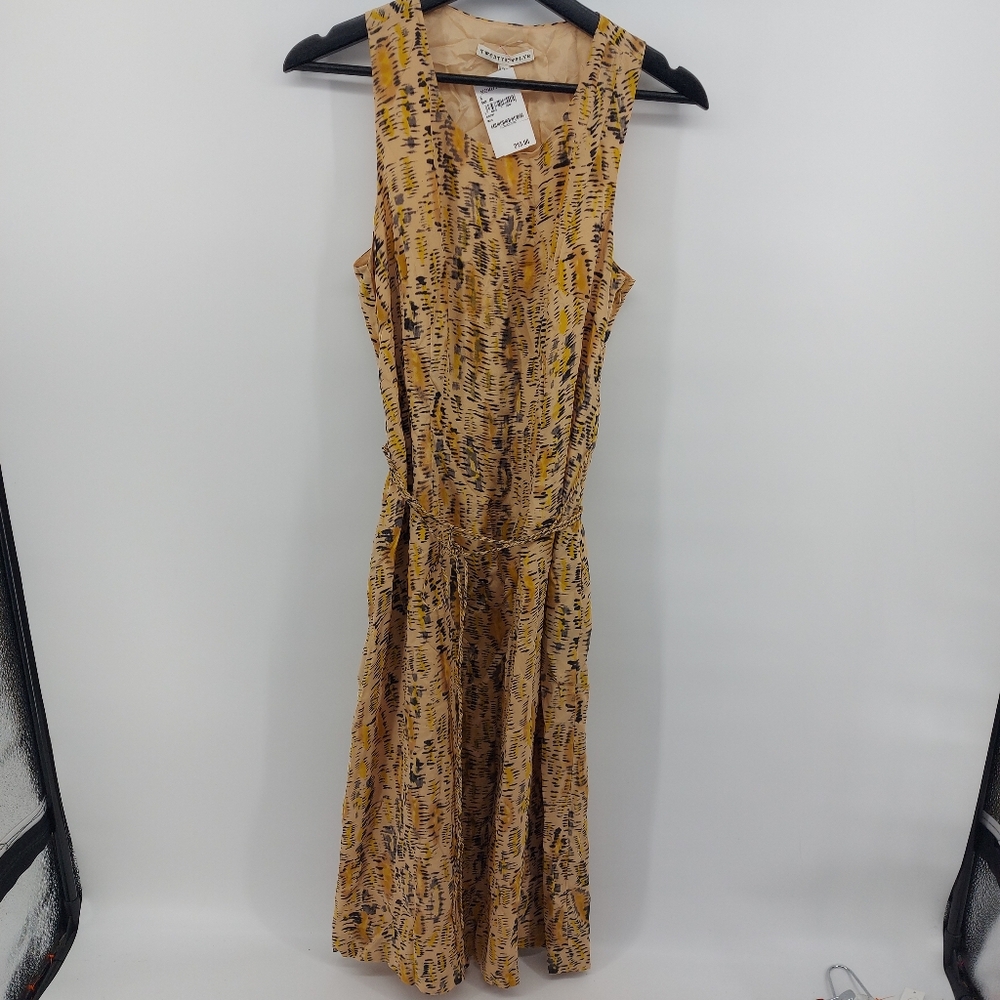 SIENNA MILLER twenty8twelve midi DRESS ochre designer print size 6 100% silk